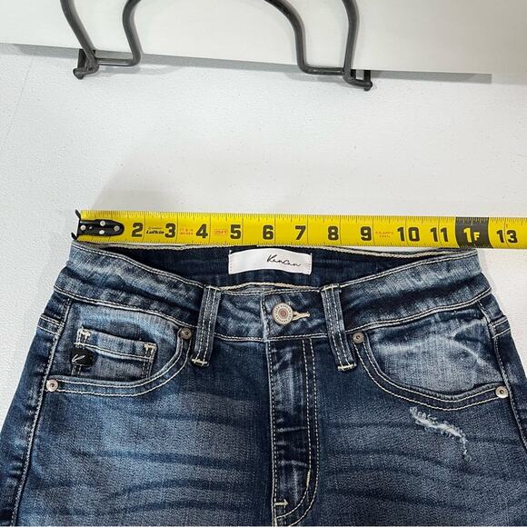 Kancan High Rise Ankle Skinny Stretch Jean Frayed Hem Dark Wash 5/26 - Picture 7 of 9